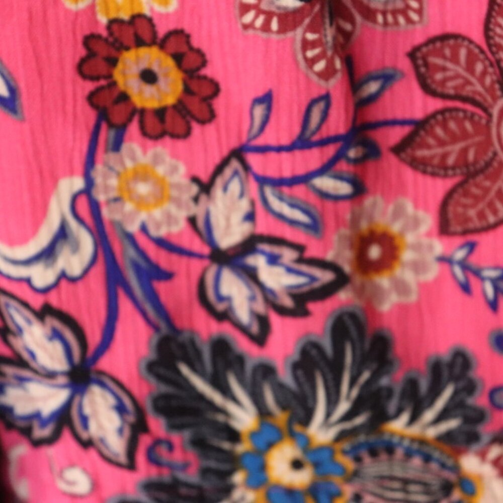 Loft Flutter Sleeve Ruffle Hem Pink Floral V Neck Dress Open Back Size 20 - Picture 5 of 14
